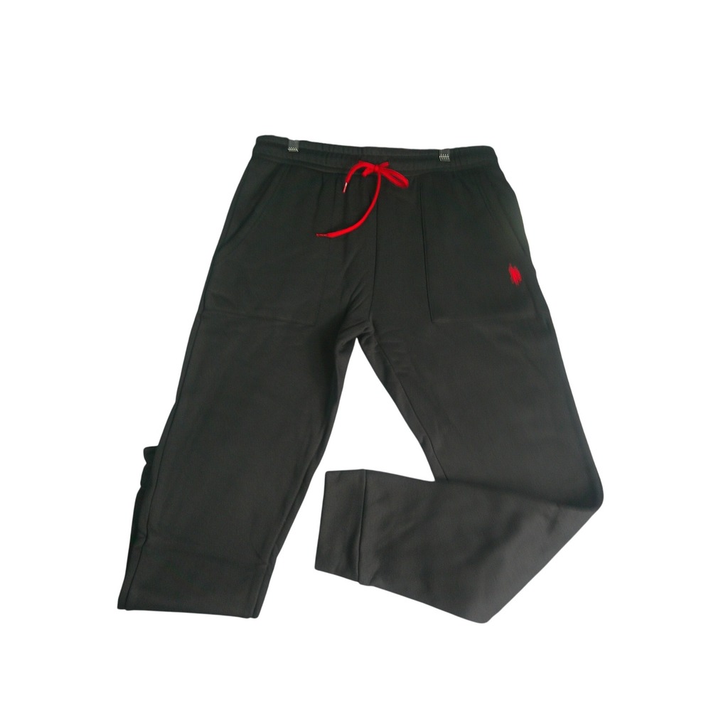 US Polo Assn Men's Jogger Sweatpants Black Red Logo Moisture Wicking Large NWT